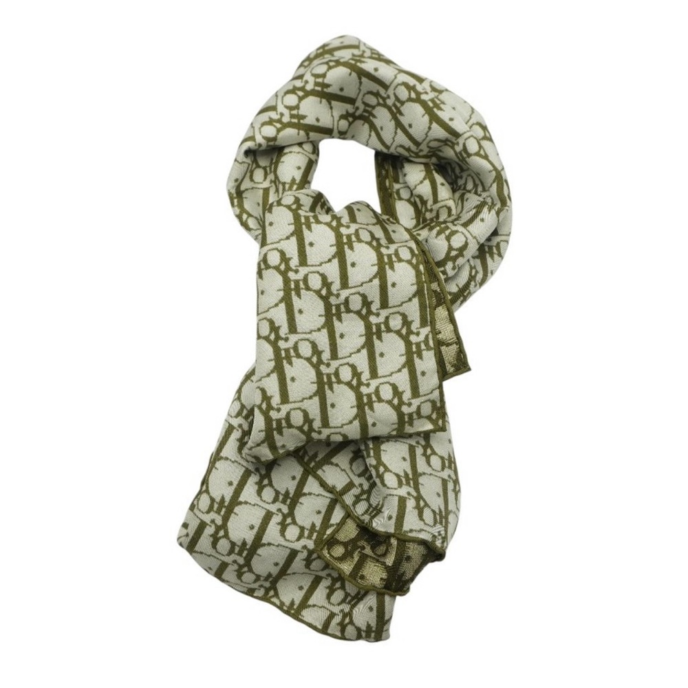 Green Christian Dior Silk Monogram Scarf